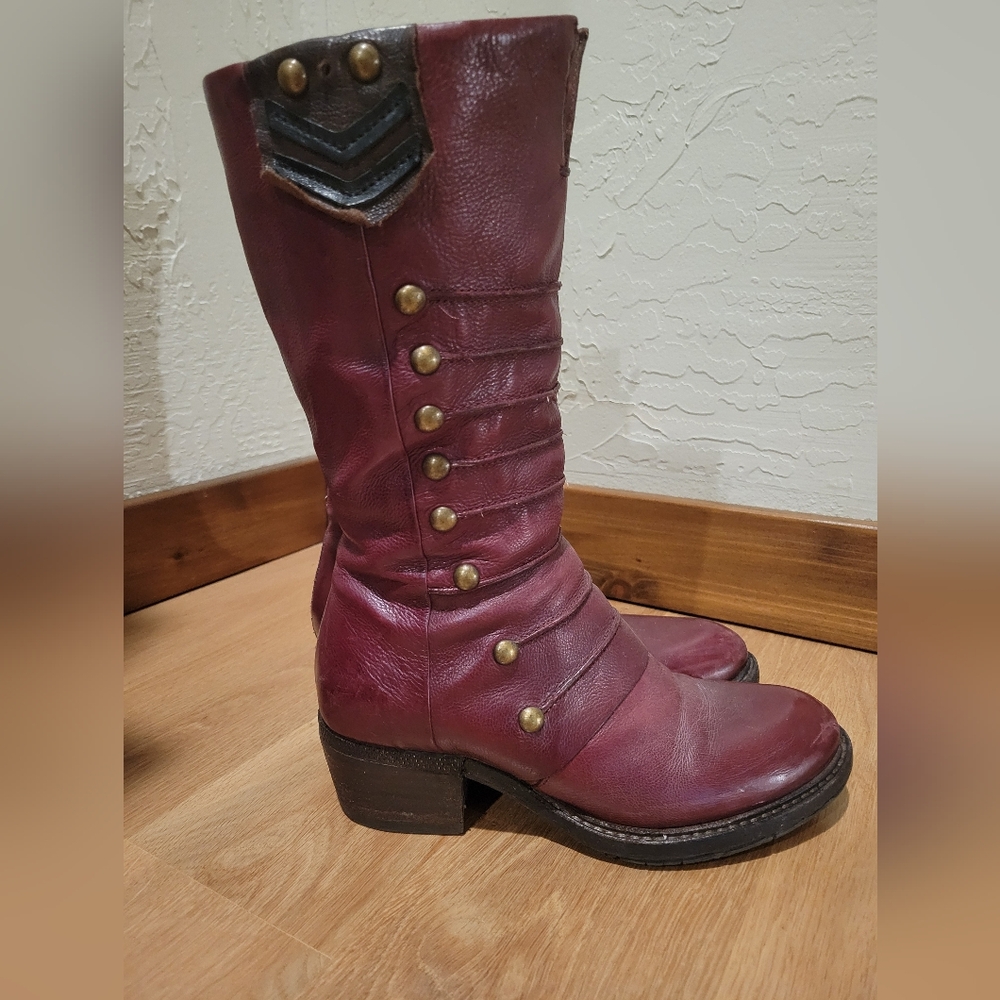 Rare A.S.98 Women's Burgundy Leather Mid Calf Boots 37 - Picture 2 of 7